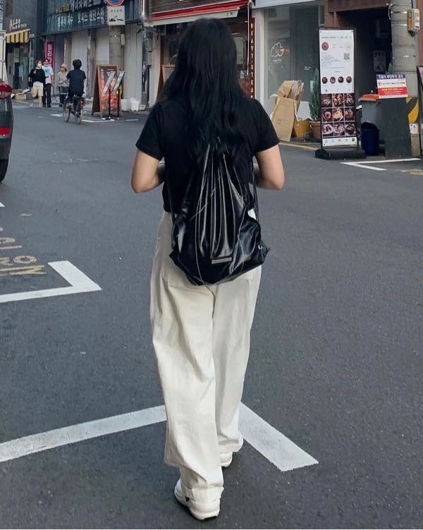 MUSINSA公式 | MATIN KIM STRING COATING BACK PACK IN BLACK