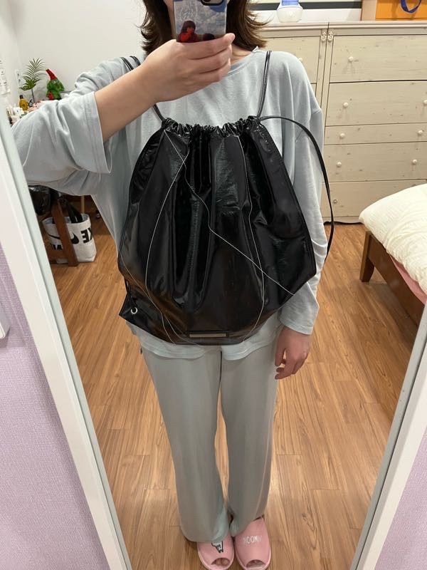 MUSINSA公式 | MATIN KIM STRING COATING BACK PACK IN BLACK