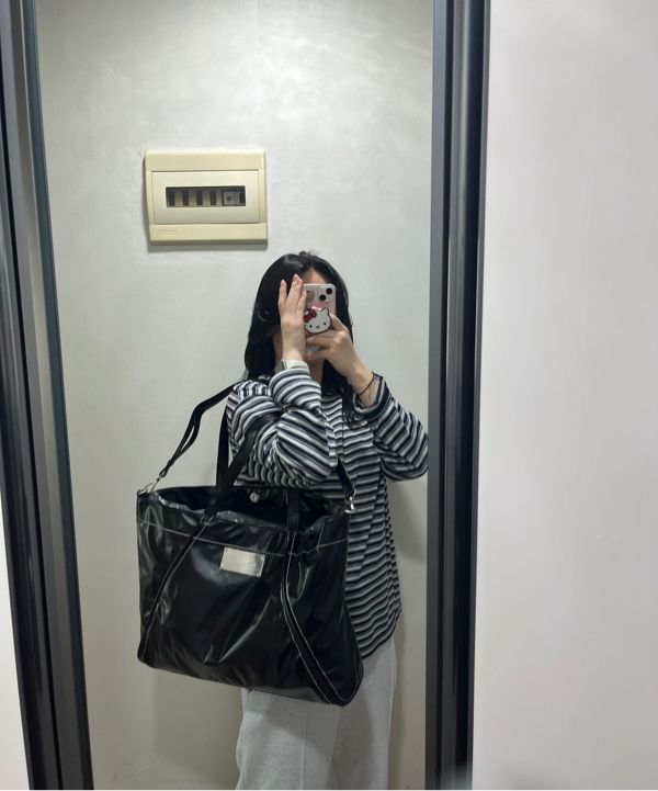 Matin kim 黒 ナイロン トートバッグ MATIN KIM BIG COATING TOTE BAG ナイロン トートバッグ｜MIRISE