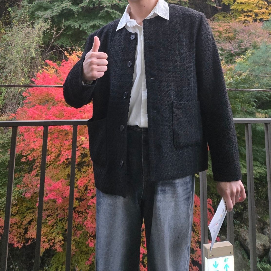 MUSINSA | MUSINSA STANDARD ROUND NECK TWEED JACKET [BLACK]