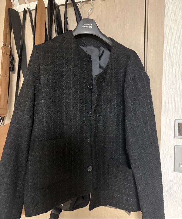 ジャケット・アウター MUSINSA ROUND NECK TWEED JACKET MUSINSA | MUSINSA STANDARD ROUND NECK TWEED JACKET [BLACK]