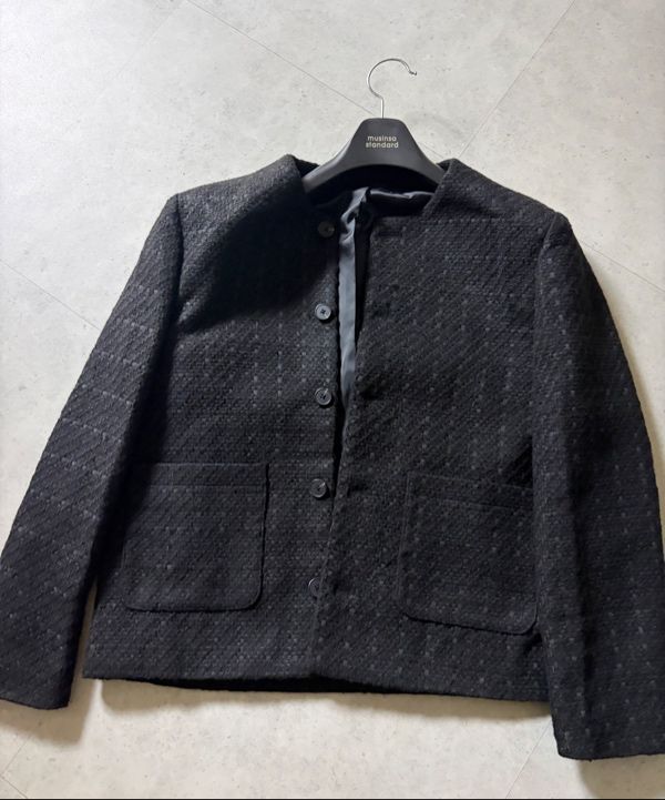 MUSINSA | MUSINSA STANDARD ROUND NECK TWEED JACKET [BLACK]