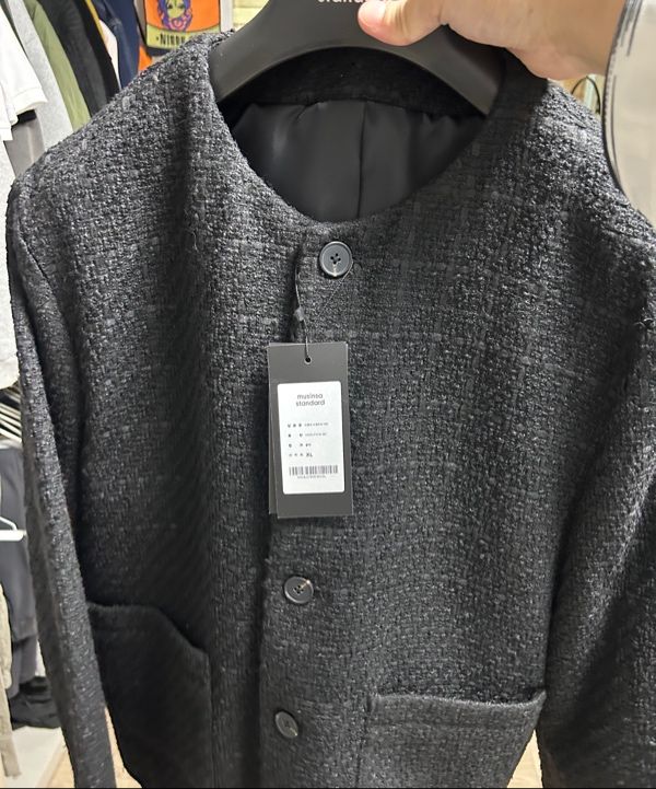 MUSINSA公式 | MUSINSA STANDARD ROUND NECK TWEED JACKET [BLACK]