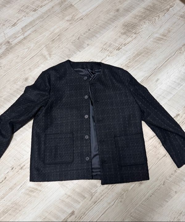 MUSINSA | MUSINSA STANDARD ROUND NECK TWEED JACKET [BLACK]