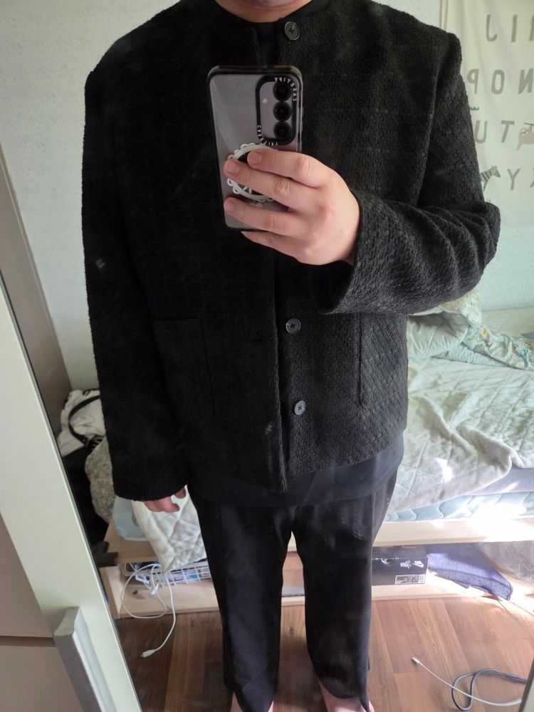 MUSINSA | MUSINSA STANDARD ROUND NECK TWEED JACKET [BLACK]