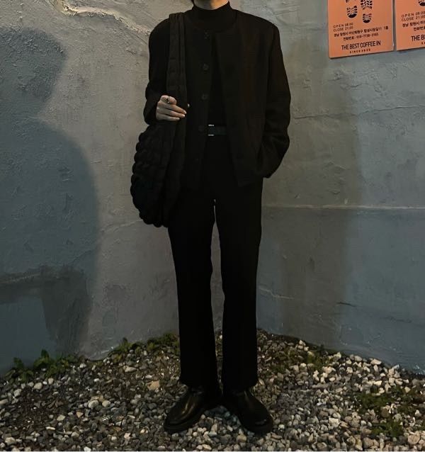 MUSINSA | MUSINSA STANDARD ROUND NECK TWEED JACKET [BLACK]