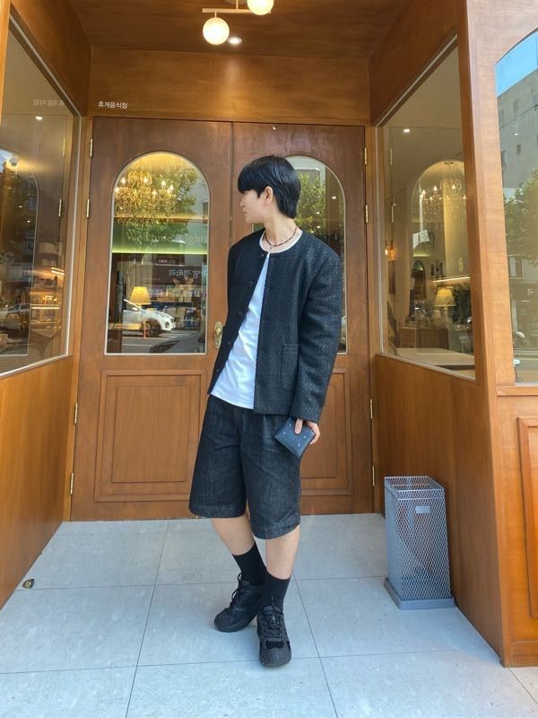 MUSINSA | MUSINSA STANDARD ROUND NECK TWEED JACKET [BLACK]