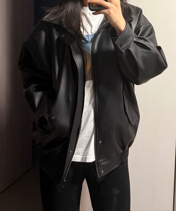 MUSINSA | LADY VOLUME 465-1 VEGAN LEATHER OVERSIZED JACKET
