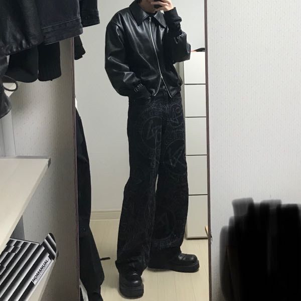 MUSINSA | PLACE STUDIO Vegan Leather Overfit Blouson [Black]