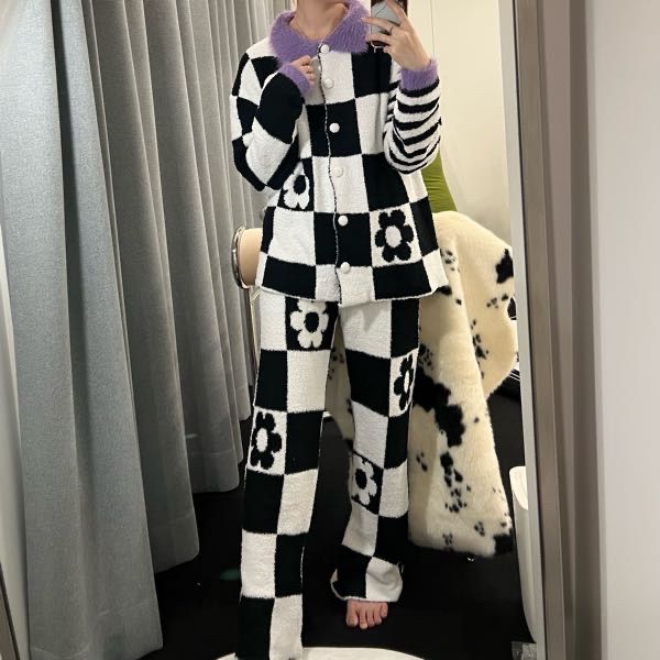 MUSINSA | WIGGLE WIGGLE FASHION Pajama Set (Long) - Grape