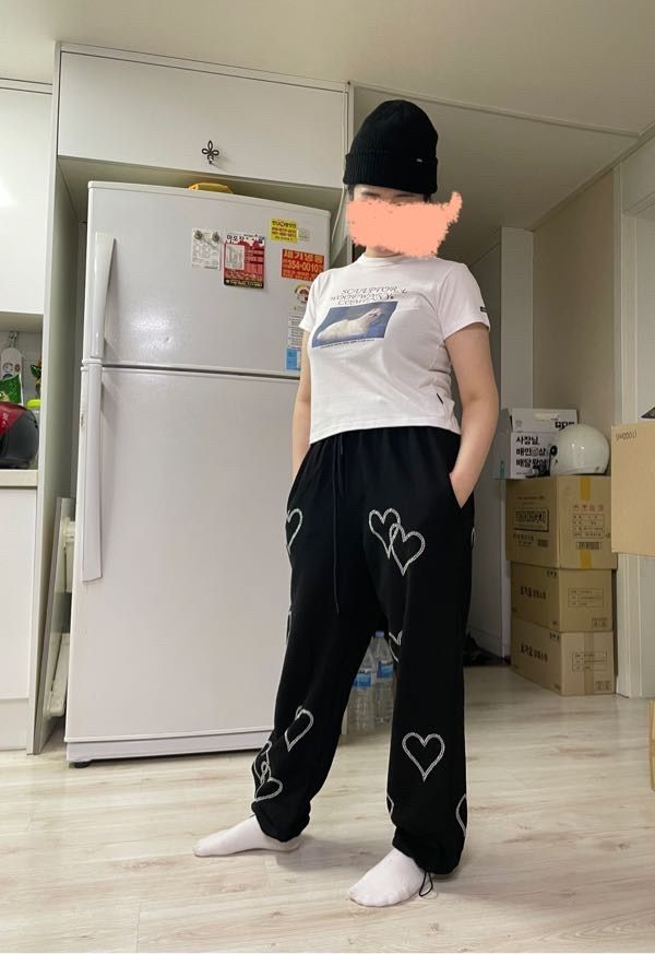 パンツ ROCKCAKE Crystal Heart 2way Jogger Back Melange RC21PT00240 MUSINSA | ROCKCAKE Crystal Heart 2way Jogger - Black