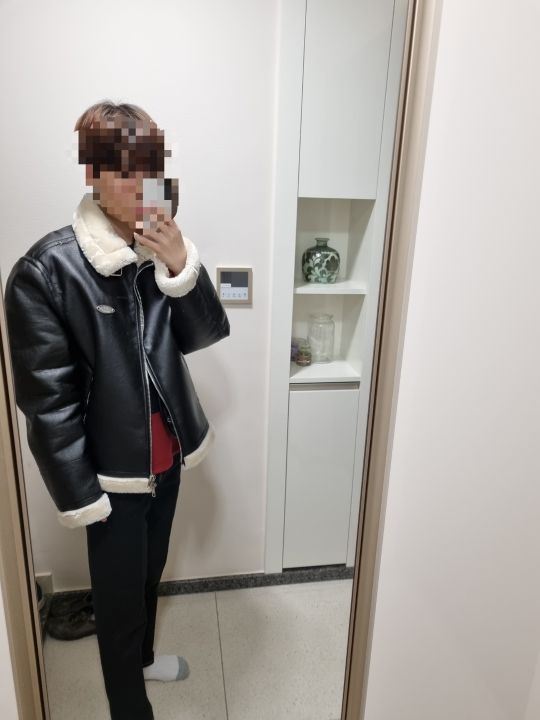 MUSINSA | SAINTPAIN SP VEGAN LEATHER SHEARLING JACKET- IVORY