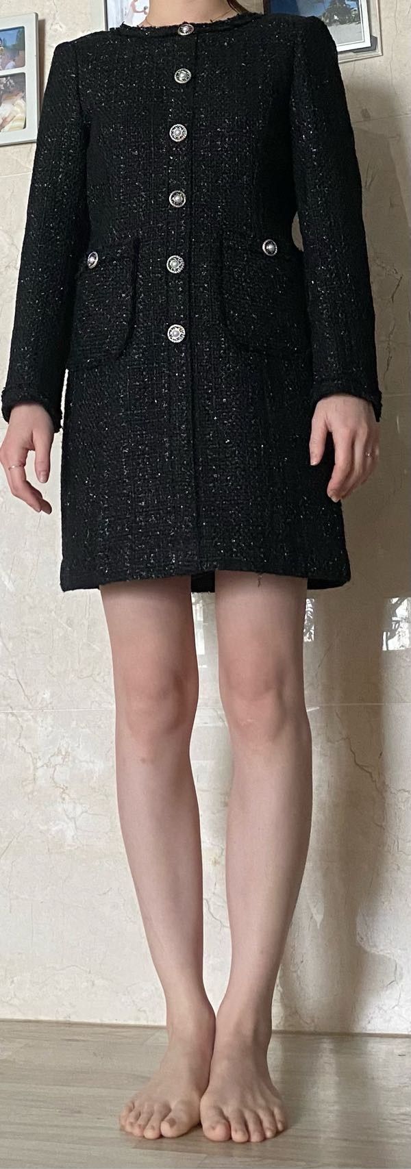 MUSINSA | LOOKAST Black round tweed dress / BLACK ROUND