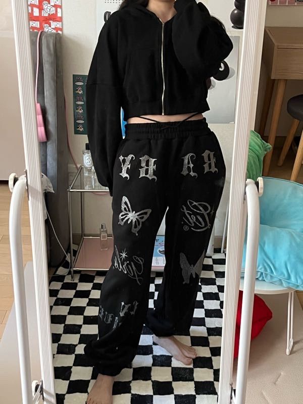 MUSINSA | LUV IS TRUE OW GLITTER JOGGER_BLACK