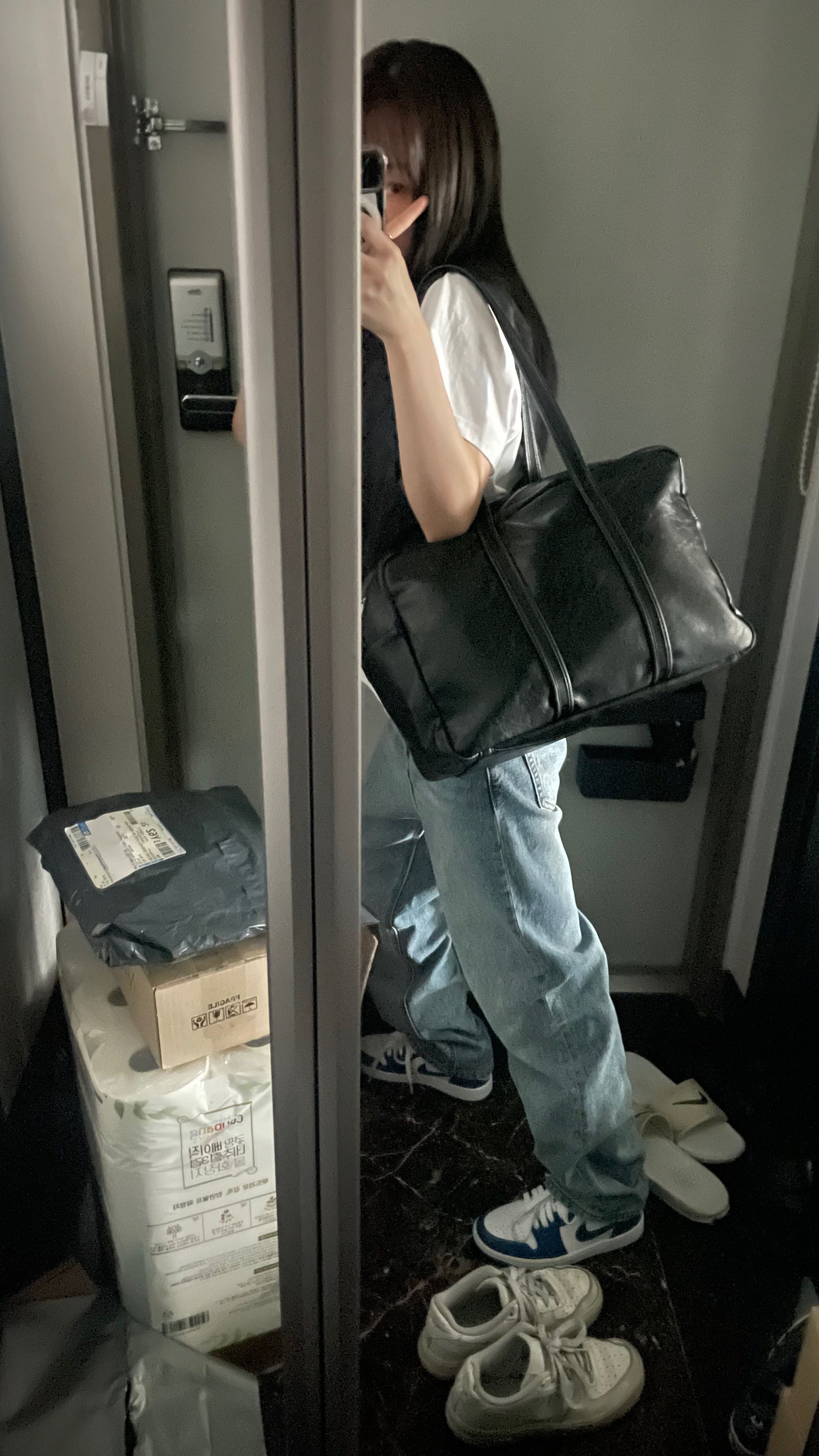 ★NEUE★ [Noie] LEATHER BOSTON BAG_burgundy_M Burgundy Grained leather - Mini Boston bag