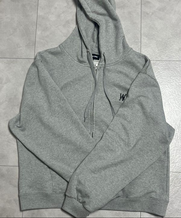 MUSINSA公式 | WOOALONG Signature hood zip-up - GREY