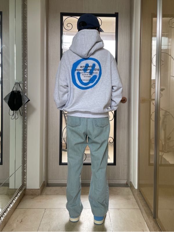 MUSINSA | ISTKUNST LOGO & SMILELY HOODIE GRAY (IK2CSMM400A)