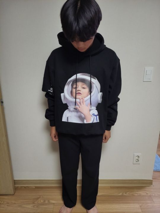 MUSINSA | acmé de la vie ADLV BABY FACE HOODIE_BLACK ASTRONAUT
