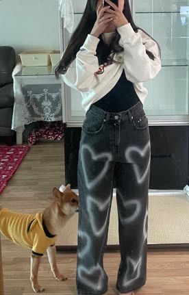 ★MIDNIGHT MOVE★ heart 2 t black MUSINSA | MIDNIGHT MOVE [unisex] heart denim pants (black)