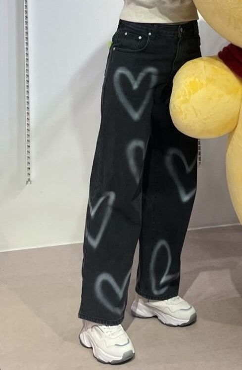 MUSINSA | MIDNIGHT MOVE [unisex] heart denim pants (black)