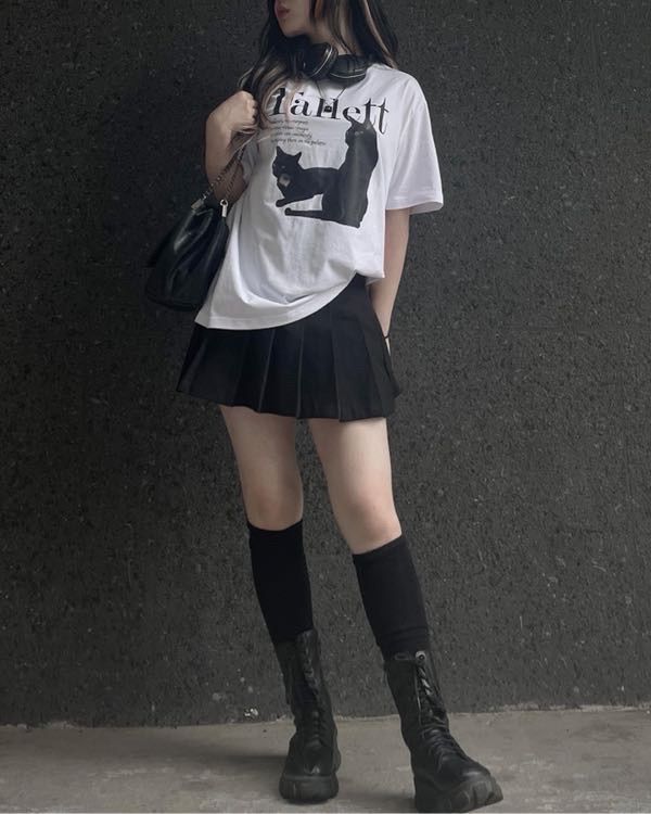 ◆Fallett◆ Slit short sleeve t-shirt black MUSINSA | FALLETT Deux Nero Short Sleeve Tee Pigmented Charcoal