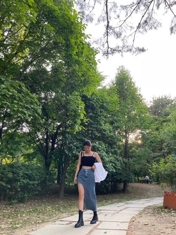 MUSINSA | AVANDRESS Unbalanced Long Denim Skirt BLUE