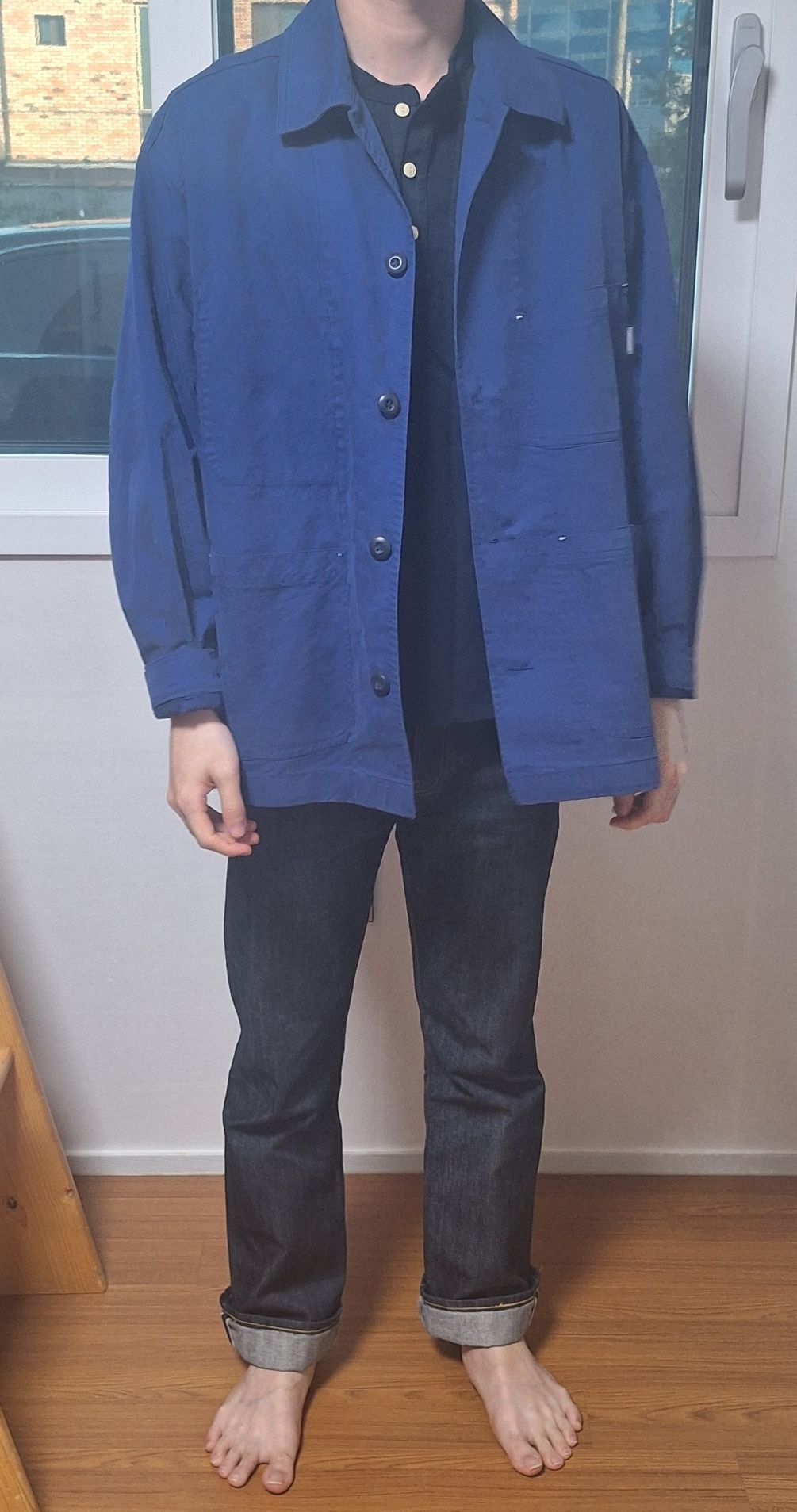 MUSINSA | ESPIONAGE French Wide Work Jacket (Moleskin) French Blue