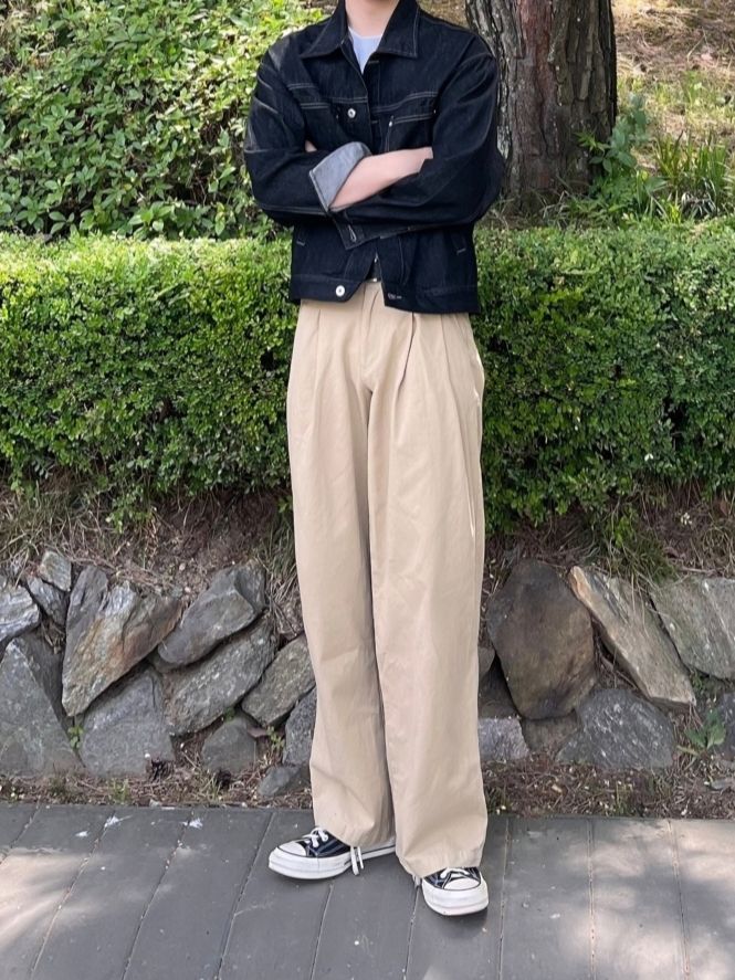 MUSINSA | NOT4NERD Two Tuck Wide Cotton Pants - Ivory