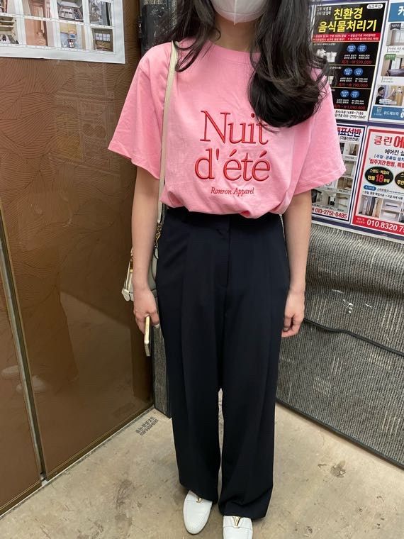 Tシャツ・カットソー RONRON NUIT D ETE T SHIRT WHITE PINK RR23BST1308WP MUSINSA公式 | RONRON NUIT D ETE T SHIRT WHITE PINK
