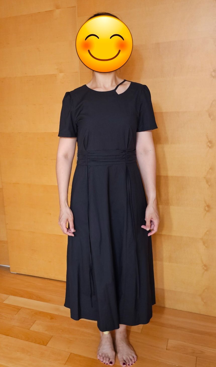 ワンピース ETMON Neck CutOut Shirring Dress, Light Beige MUSINSA | ETMON Neck Cut-Out Shirring Dress Light Blue