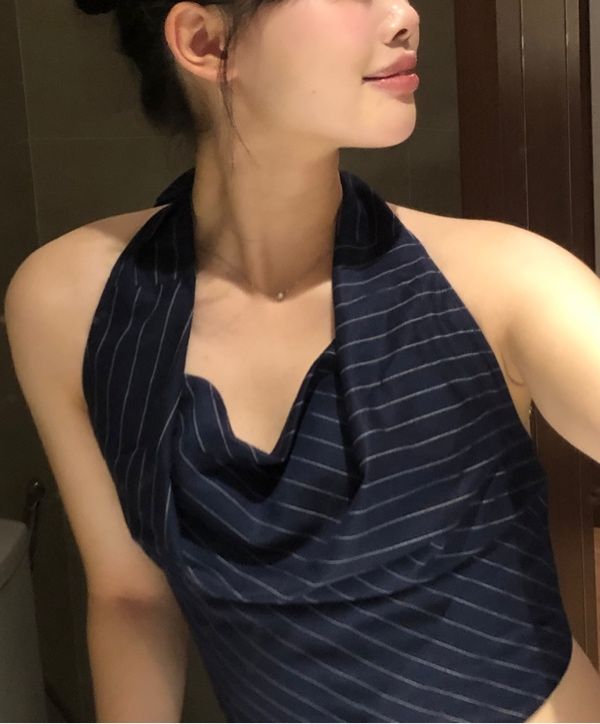 MUSINSA公式 | NOT YOUR ROSE ドレーピングホルタートップ（ネイビー）