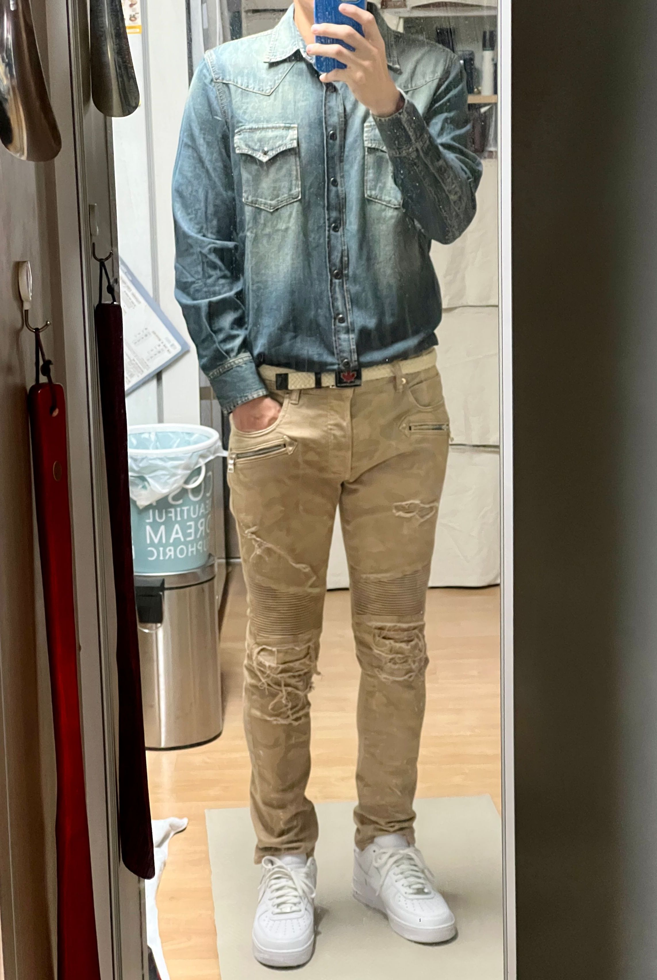 MUSINSA公式 | SAINT LAURENT 男性ウェスタンデニムシャツ - ディープ