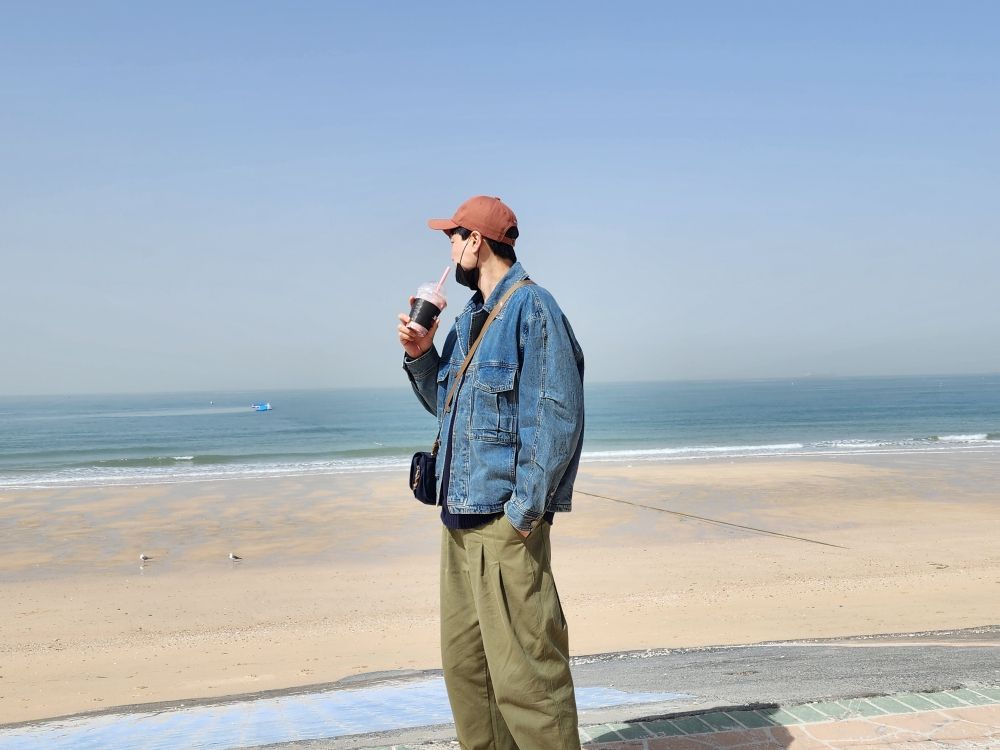 MUSINSA公式 | IL CORSO Blue Loose-fit Open-collared Denim