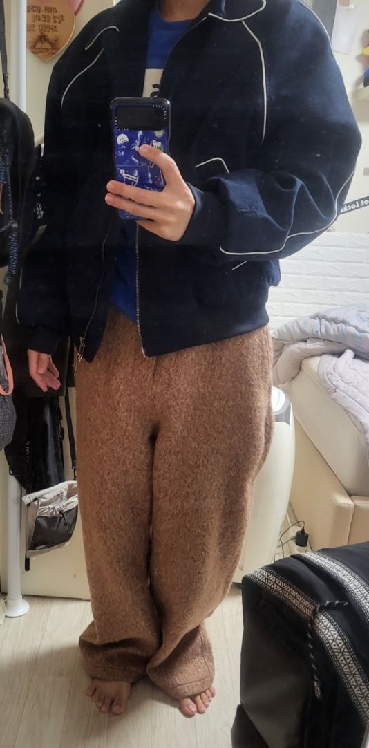 MUSINSA | MAISON MINED HAIRY TEDDY STRING WARM PANTS BROWN