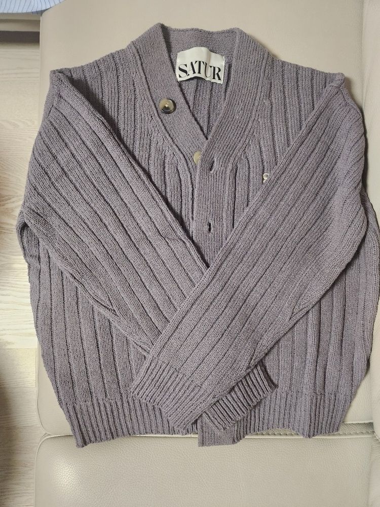 MUSINSA公式 | SATUR Faro Oversized Bookle Cardigan Charcoal Gray