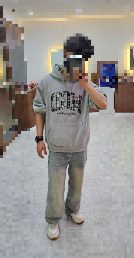 MUSINSA | MAHAGRID CHECK MGD COLLEGE HOODIE GRAY (MG2CFMM417A)