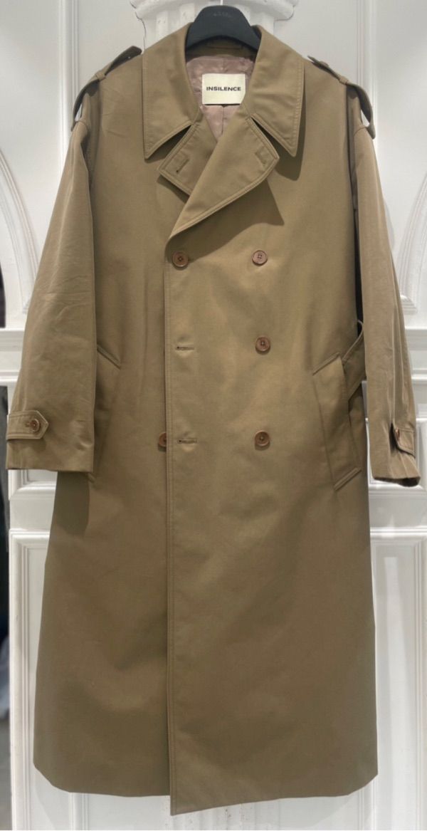 MUSINSA | INSILENCE Oversized Trench Coat DARK BEIGE