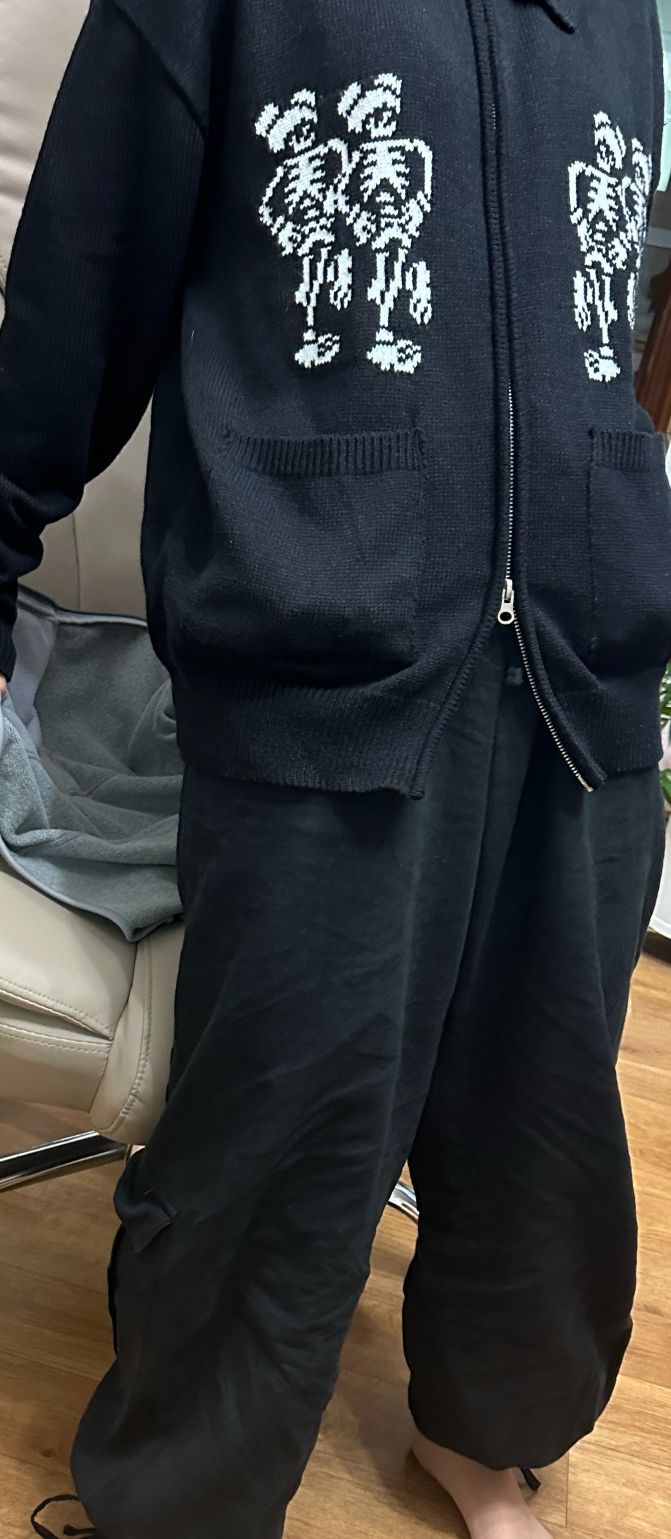 MUSINSA | NICE GHOST CLUB Dancing Skeleton Zip Collar Knit