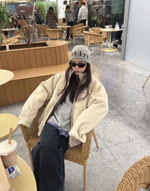 MUSINSA公式 | MATIN KIM LOGO JACQUARD SHORT BEANIE IN GRAY