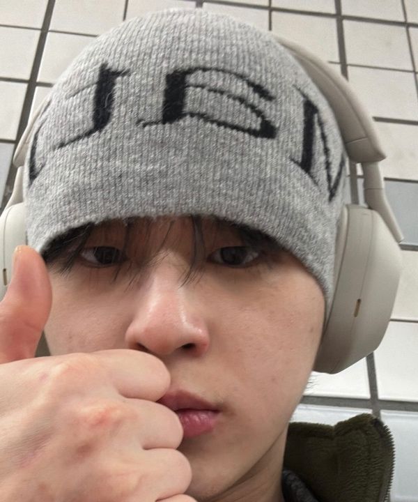 MUSINSA | MATIN KIM LOGO JACQUARD SHORT BEANIE IN GREY