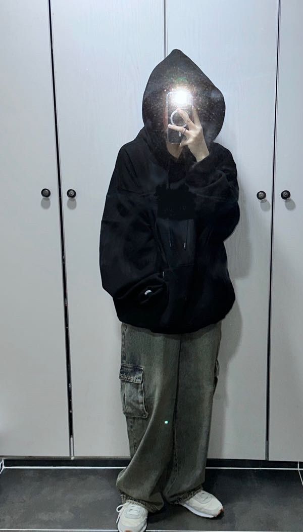 MUSINSA | WOOALONG Signature balloon over hoodie - GRAY