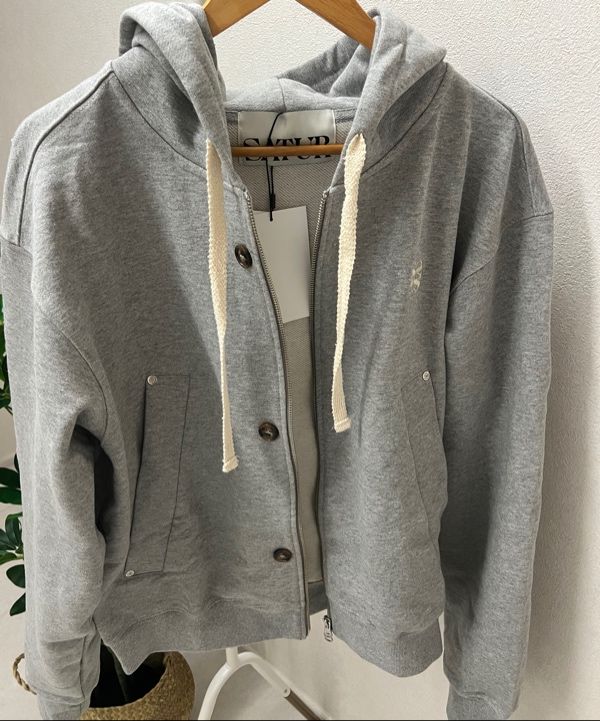 MUSINSA | SATUR Theo Cotton All Day Hooded Zip-up Melange Gray