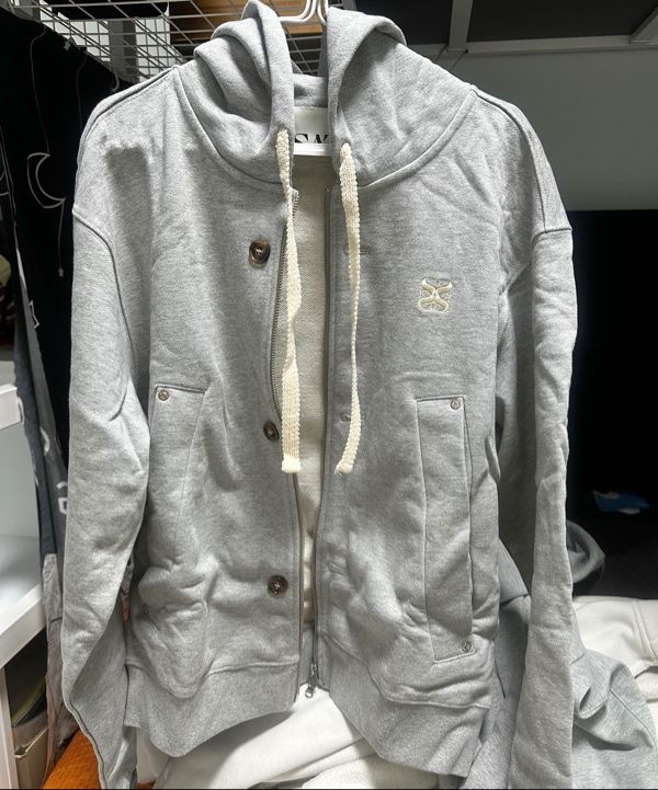MUSINSA | SATUR Theo Cotton All Day Hooded Zip-up Melange Gray