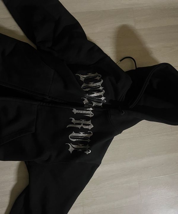 MUSINSA公式 | LUV IS TRUE MZ 2-WAY GLITTER HOOD ZIP UP_BLACK