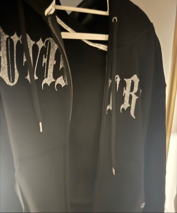 MUSINSA | LUV IS TRUE MZ 2-WAY GLITTER HOOD ZIP UP_BLACK