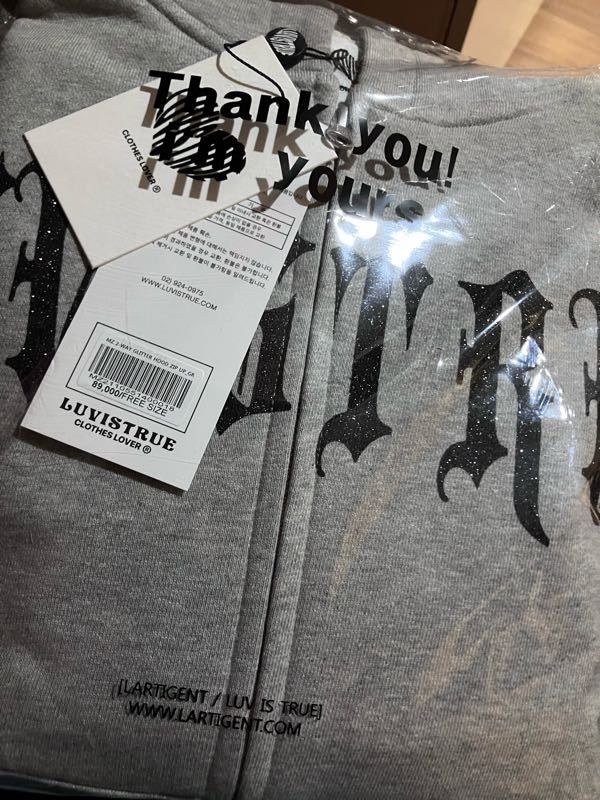 MUSINSA公式 | LUV IS TRUE MZ 2-WAY GLITTER HOOD ZIP UP (GRAY)