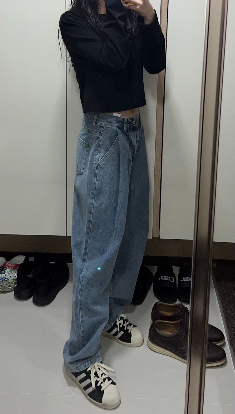 MUSINSA | OIOICOLLECTION TUCK WIDE DENIM PANTS [LIGHT BLUE]