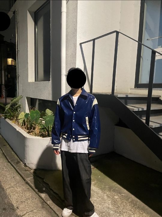 MUSINSA公式 | BIRTHDAYSUIT PATENT STADIUM JACKET (BLUE)