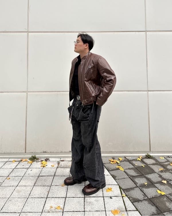 ANDERSSON BELL ダークブラウン シングルライダースジャケット