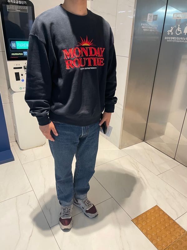 ◆Phyps Department◆ Monday Routine Stitch Hood_Indigo Blue MUSINSA | PHYPS Monday Routine Stitch Hoodie_Navy
